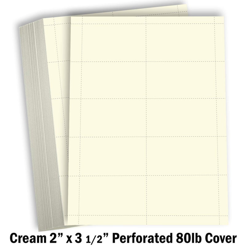 Hamilco Blank Business Cards Cardstock Paper - Cream Perforated Card Stock Heavy Weight 80 lb 3 1/2 x 2" â€“ 100 Sheets 1000 Cards - Image 2
